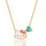 Sanrio  Brass Heart Crystal Birthstone Charm Necklace - 16 + 2'' Chain