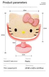 Kawaii Hello Kitty Vanity Mirror Cartoon Shiny Rhinestones Beauty Handheld Mirror Diamond Pink Girls Flip Girlfriend Birthday G