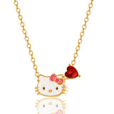 Sanrio  Brass Heart Crystal Birthstone Charm Necklace - 16 + 2'' Chain