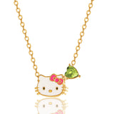 Sanrio  Brass Heart Crystal Birthstone Charm Necklace - 16 + 2'' Chain