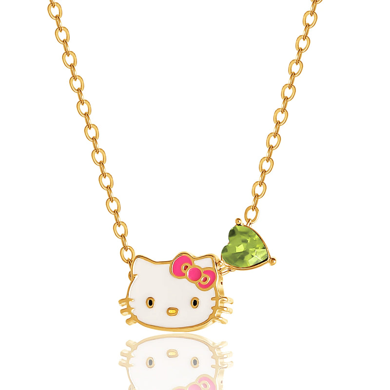 Sanrio  Brass Heart Crystal Birthstone Charm Necklace - 16 + 2'' Chain