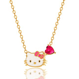 Sanrio  Brass Heart Crystal Birthstone Charm Necklace - 16 + 2'' Chain