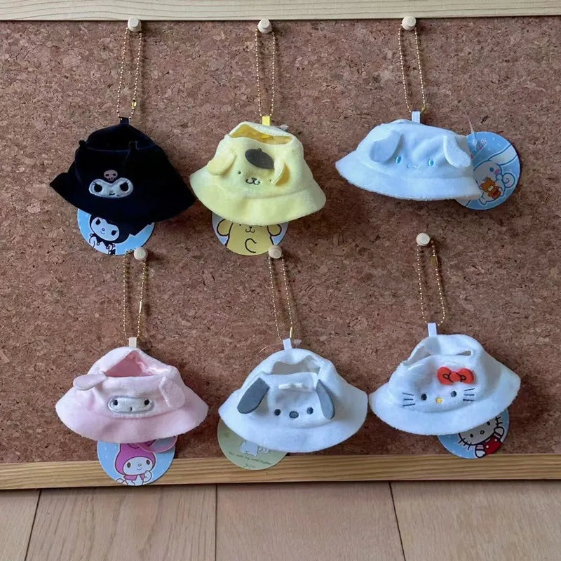 Sanrio Decorative Hat Keyring Kawaii Kuromi Cinnamoroll Hello Kitty Doll Pendant Collectible Ornament Toy Accessories Charm Gift